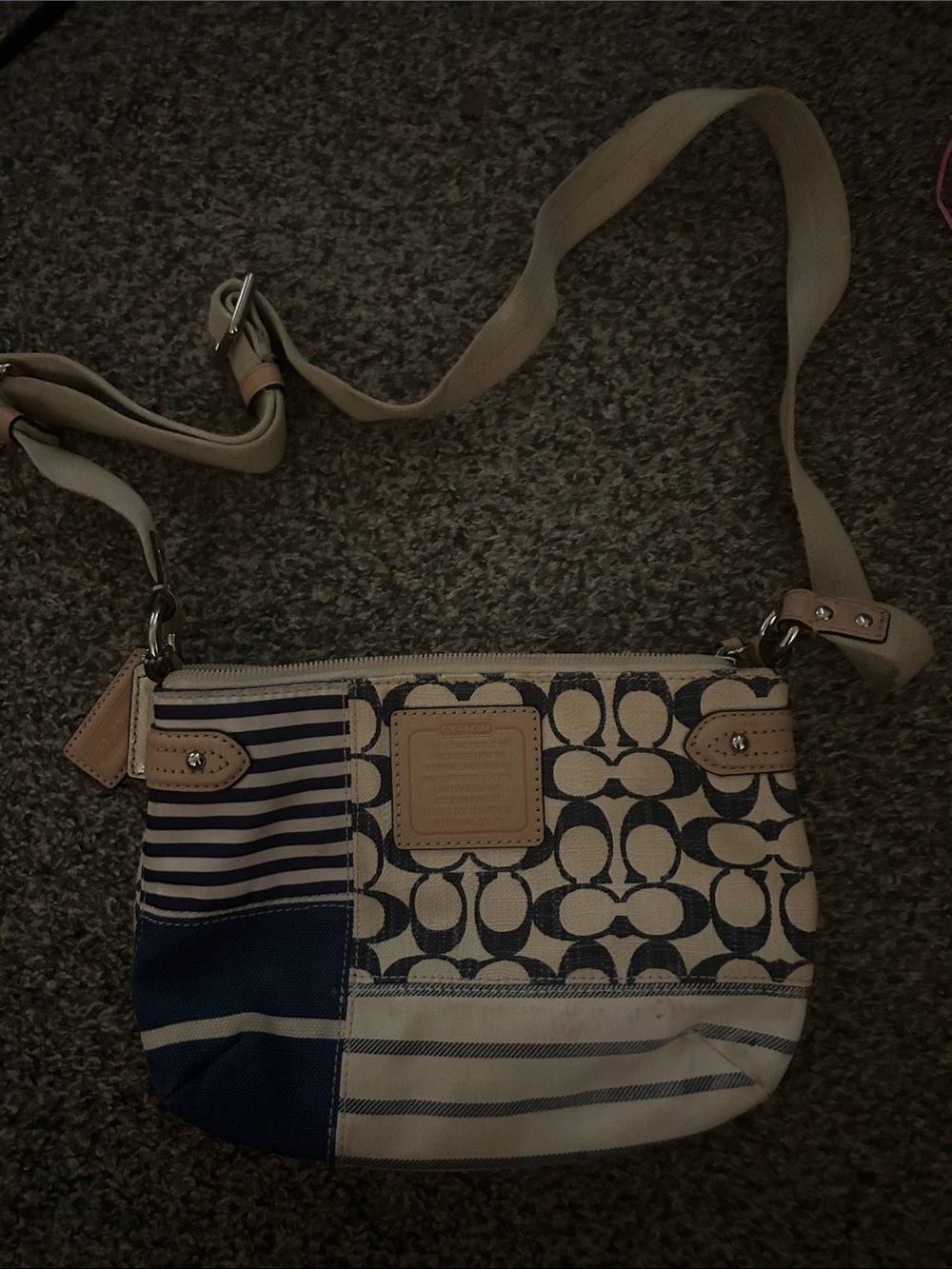 Coach Blue & Cream Signature Patchwork Crossbody